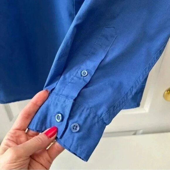 Bruno Mens Button Down Shirt Long Sleeves Roll Up Tabs Casual Blue Size Medium - Picture 9 of 15